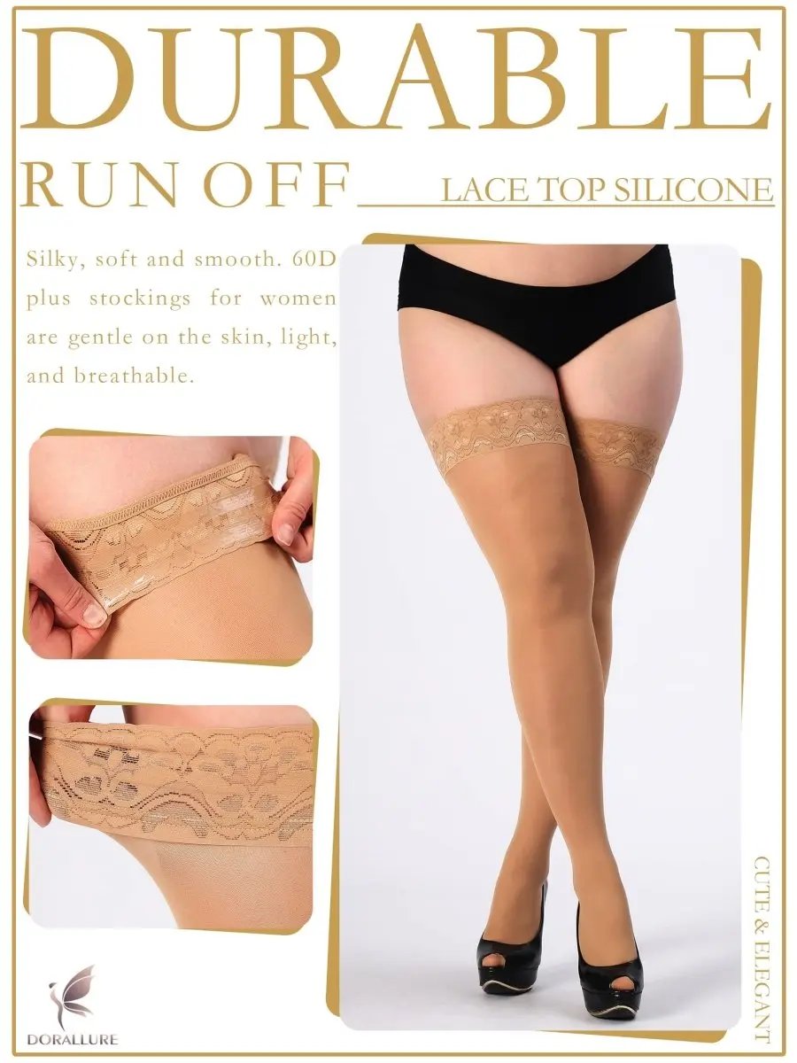 Plus Size Thigh High Stockings Silky Pantyhose - Love Salve